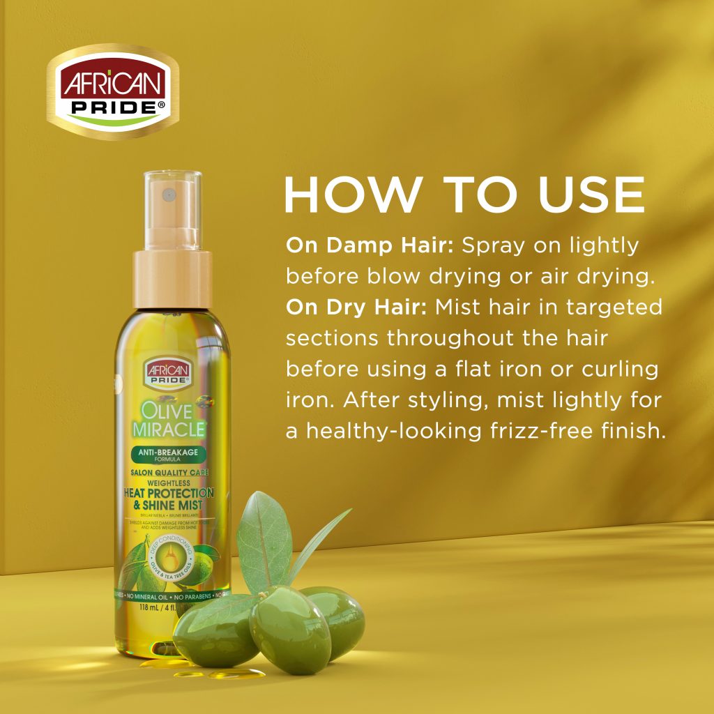 AFRICAN PRIDE Olive Miracle Heat Protection & Shine Mist (4oz) African Pride
