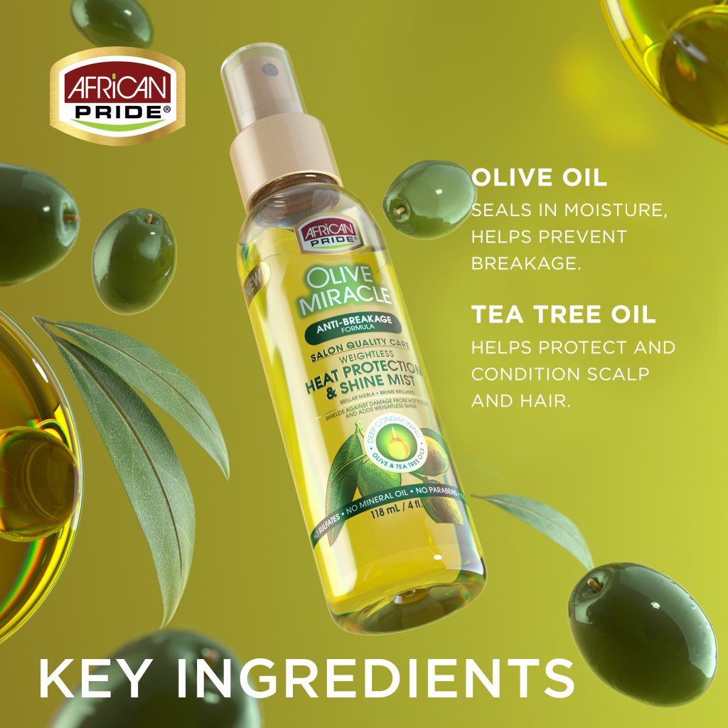 AFRICAN PRIDE Olive Miracle Heat Protection & Shine Mist (4oz) African Pride