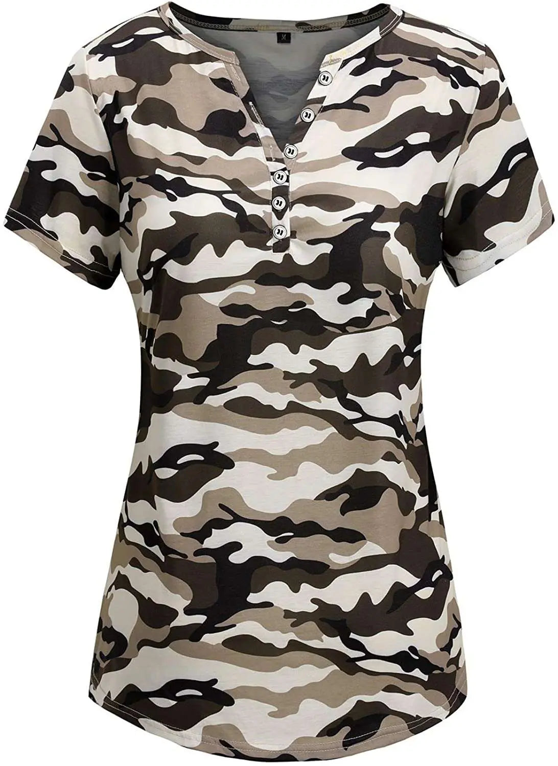 Short V-Neck Shirt Button Blouses MK Smith's Shop