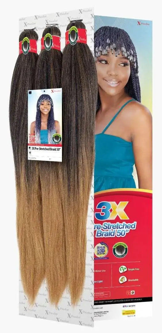 X-Pression Collection 3X Pre-Stretch Braiding Hair, Braided Hair Crochet 50
