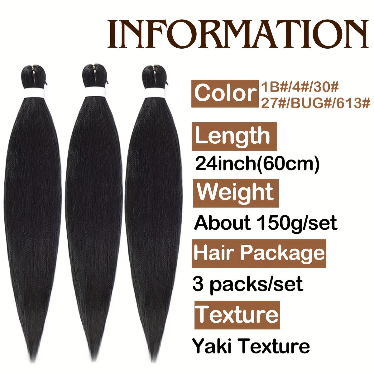 3 Bundles Pre Stretched 24" EZ Braiding Hair