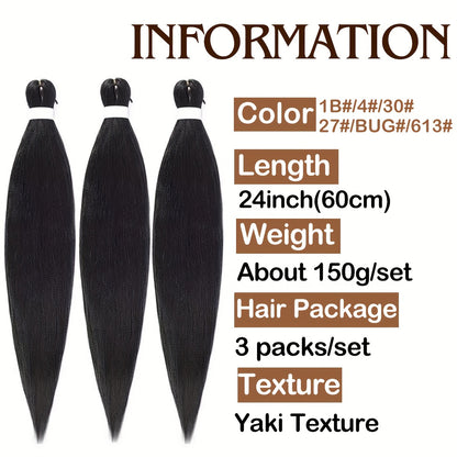 3 Bundles Pre Stretched 24" EZ Braiding Hair