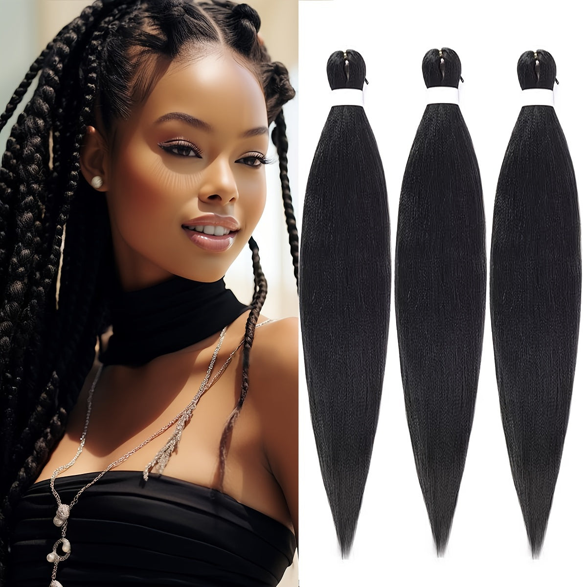 3 Bundles Pre Stretched 24" EZ Braiding Hair