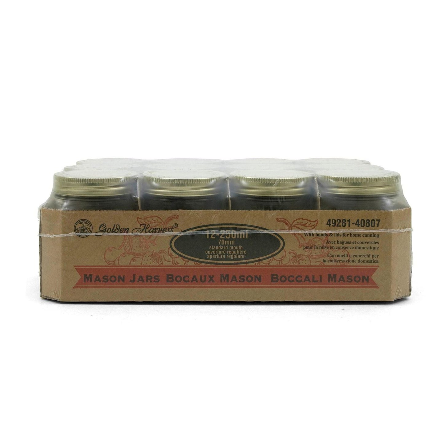 Golden Harvest Regular Mouth 250ml Glass Jars with Lids and Bands Golden harvest