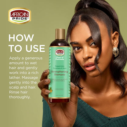 AFRICAN PRIDE Peppermint, Rosemary & Sage Strengthening Shampoo (12oz) African Pride