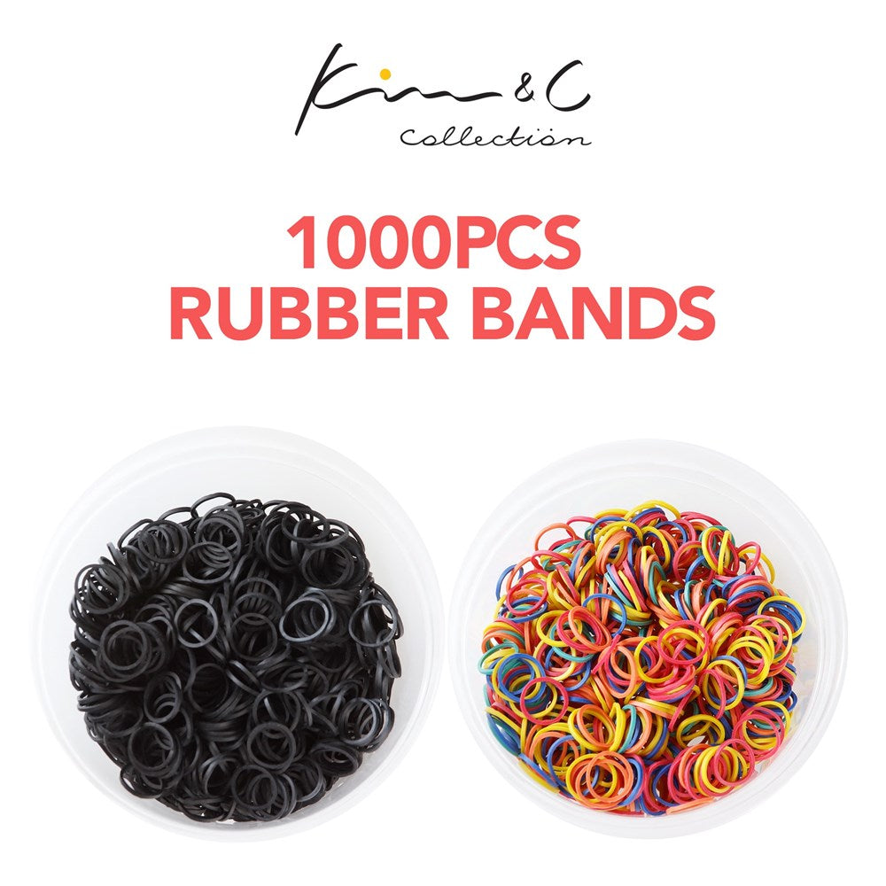 KIM & C 1000pcs Rubber Bands  (Assorted & Black) Kim & C