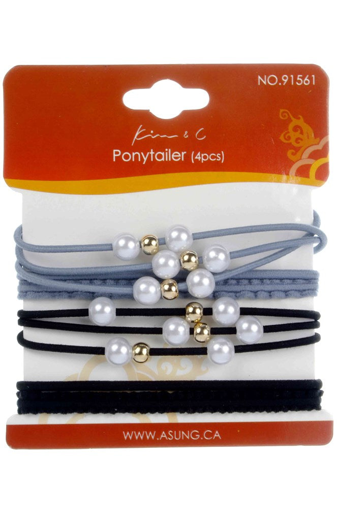 KIM & C 4pcs Hair Ponytailer (Black & Grey) MK Smith's Shop