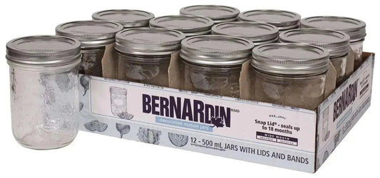 Bernardin Regular Mouth 500ml Mason Jars-Box of 12, 500ml, Clear MK Smith's Shop