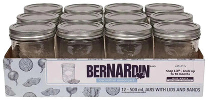 Bernardin Regular Mouth 500ml Mason Jars-Box of 12, 500ml, Clear MK Smith's Shop