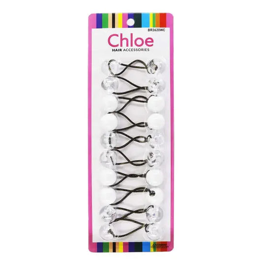 Chloe Hair Baubles - White & Clear #BR2620WC Chloe