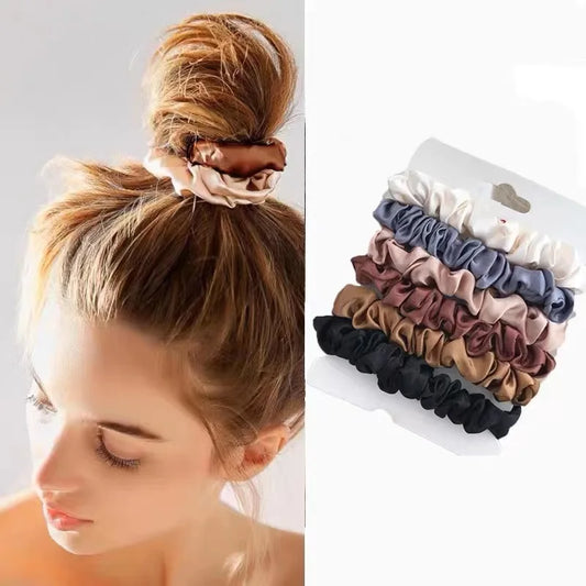 6Pcs Silk Hair Scrunchies