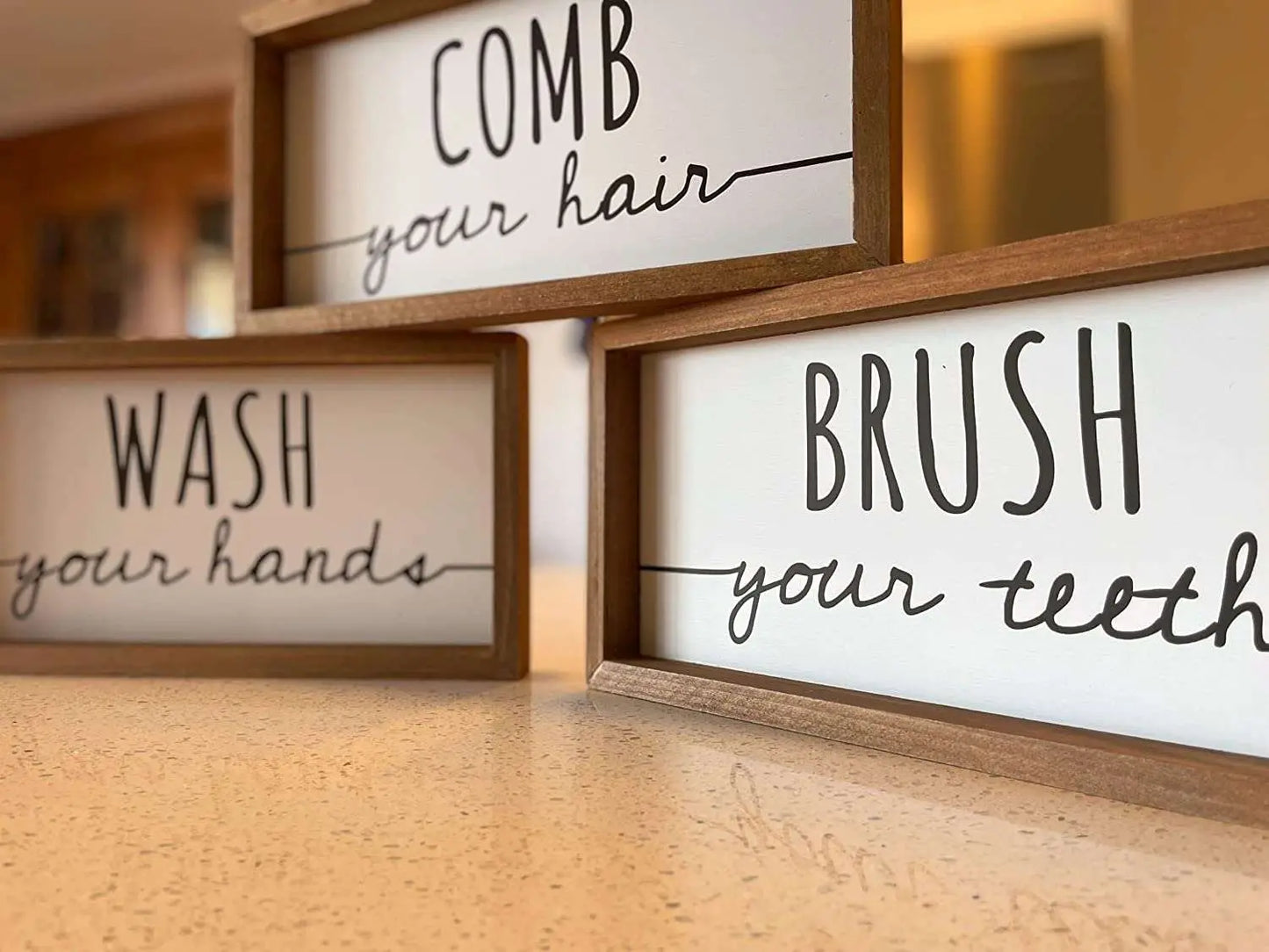 Wash Your Hands, Brush Your Teeth & Comb Your Hair Decor (Set) MK Smith's Shop