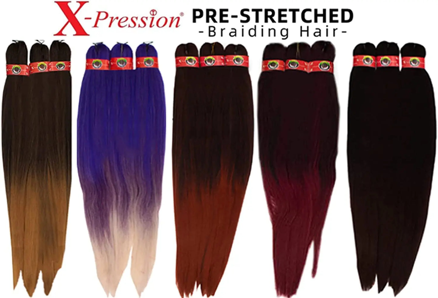X-Pression Collection 3X Pre-Stretch Braiding Hair, Braided Hair Crochet 50 X-Pression